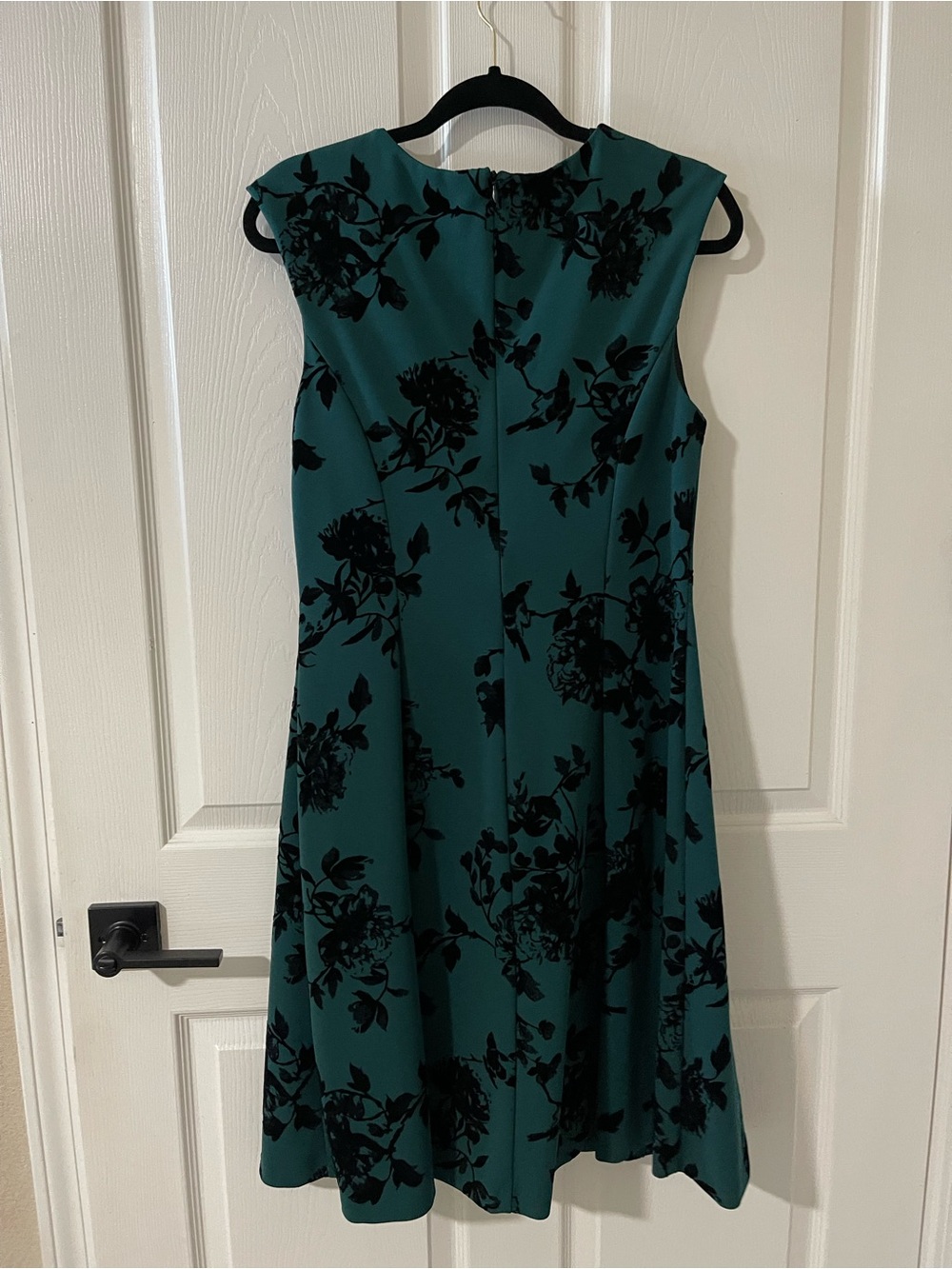 Connected Apparel teal dress with black floral burnout - Picture 4 of 5
